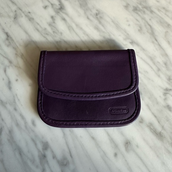 Vintage Coach Dark Purple Leather Card/Cash - Picture 1 of 6